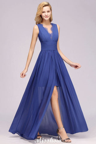 Elegante vestido de dama de honor de gasa con encaje, joya, sin mangas, largo hasta el suelo, corte A, con volantes