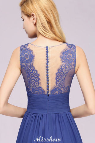 Elegante vestido de dama de honor de gasa con encaje, joya, sin mangas, largo hasta el suelo, corte A, con volantes