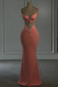 Elegant Column Chiffon Strapless Sleeveless Prom Dress With Appliques by misshow.com