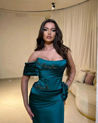 Elegant Column Satin One Shoulder Sleeveless Prom Dresses With Appliques Split Front by misshow.com