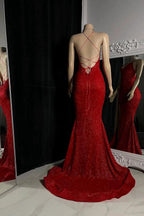 Elegant Criss-cross Straps Mermaid Split Front Prom Dresses by misshow.com