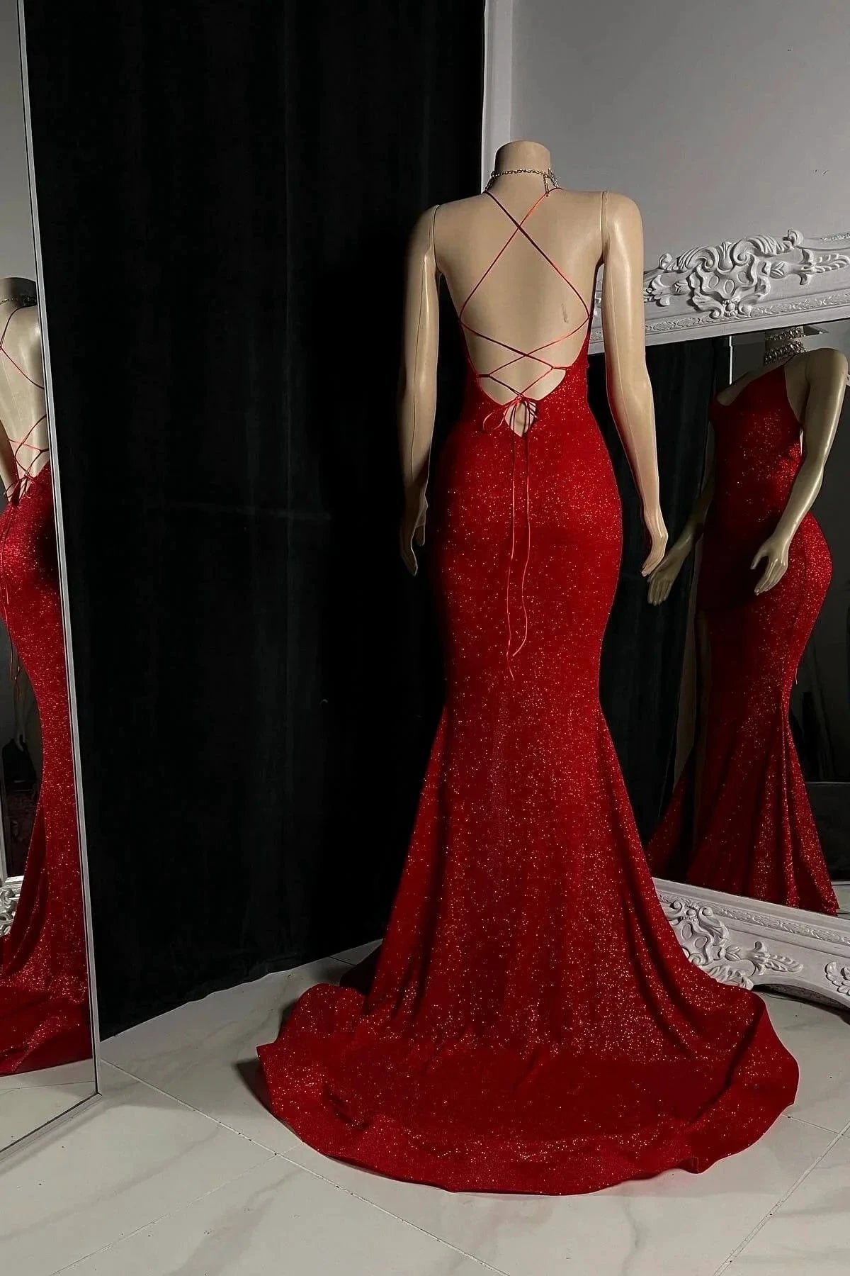 Elegant Criss-cross Straps Mermaid Split Front Prom Dresses by misshow.com