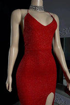 Elegant Criss-cross Straps Mermaid Split Front Prom Dresses by misshow.com
