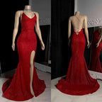 Elegant Criss-cross Straps Mermaid Split Front Prom Dresses by misshow.com