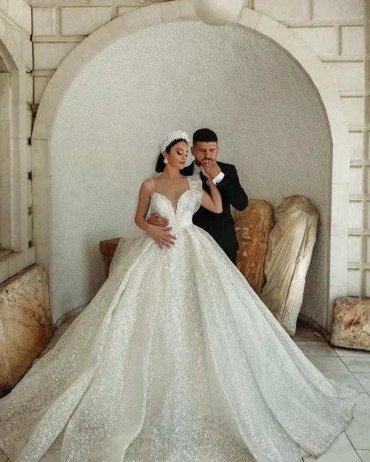 Elegant Designer Beautiful Cream Wedding Dresses A-Line with Lace by misshow.com