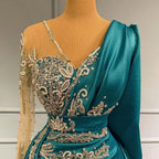 Elegant floor-length evening dress prom dresses with sleeves by misshow.com