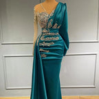 Elegant floor-length evening dress prom dresses with sleeves by misshow.com