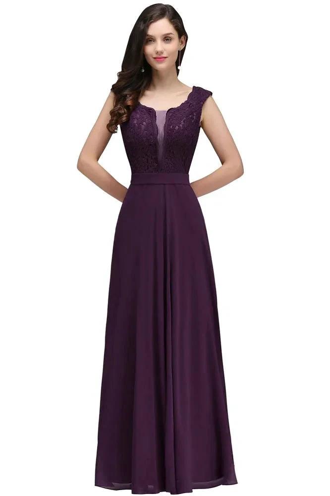 Elegant Floor-length Lace A-line Burgundy Prom Dress by misshow.com