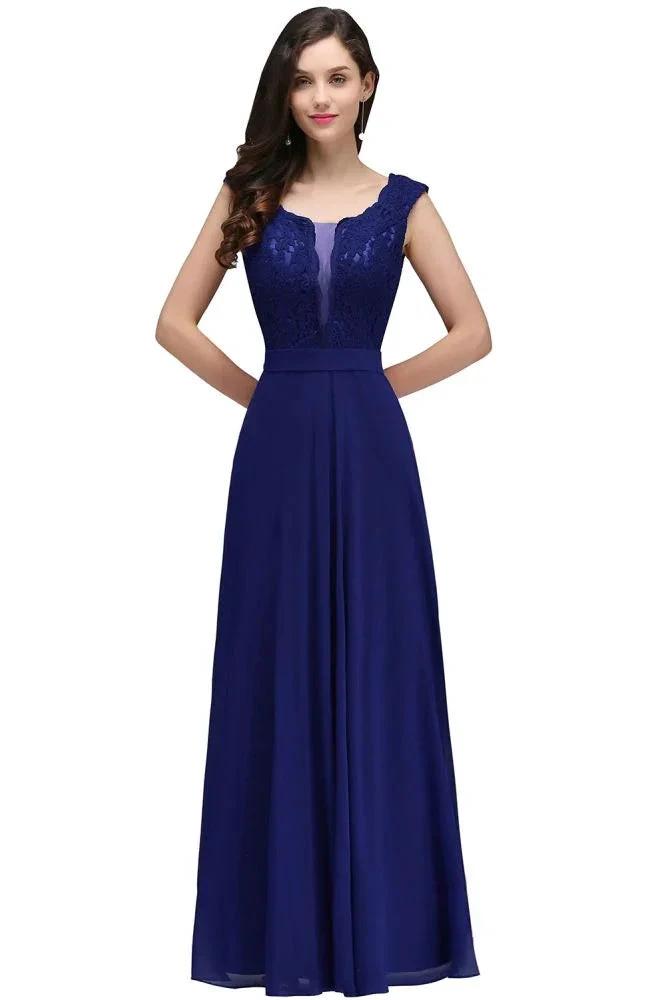 Elegant Floor-length Lace A-line Burgundy Prom Dress by misshow.com