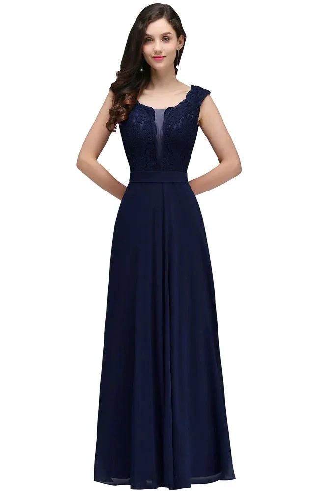 Elegant Floor-length Lace A-line Burgundy Prom Dress by misshow.com