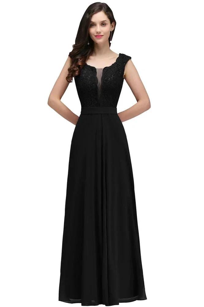 Elegant Floor-length Lace A-line Burgundy Prom Dress by misshow.com