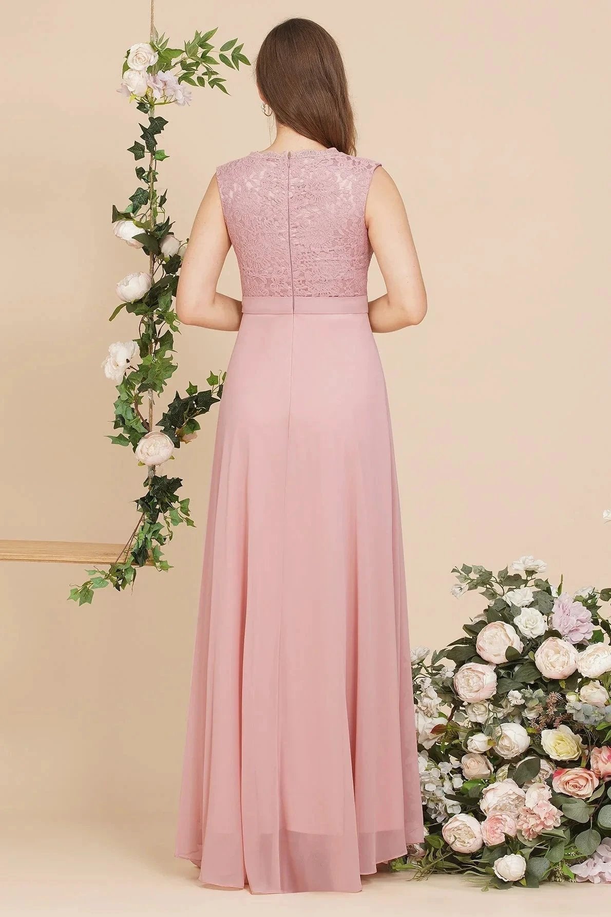 Elegant Floor-length Lace A-line Burgundy Prom Dress by misshow.com
