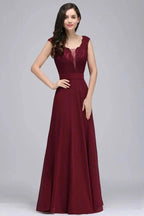 Elegant Floor-length Lace A-line Burgundy Prom Dress by misshow.com