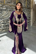 Elegant Floor Length Sweetheart Long Sleeves Mermaid Prom Dress with Split by misshow.com