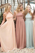 Elegant Halter Ruffles Empire Floor-length Chiffon Bridesmaid Dresses BD033 by pgmdress
