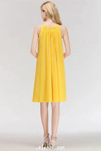 Elegant Halter Simple Sleeveless Evening Dresses Knee Length by misshow.com