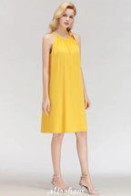 Elegant Halter Simple Sleeveless Evening Dresses Knee Length by misshow.com