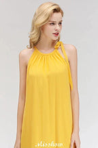 Elegant Halter Simple Sleeveless Evening Dresses Knee Length by misshow.com