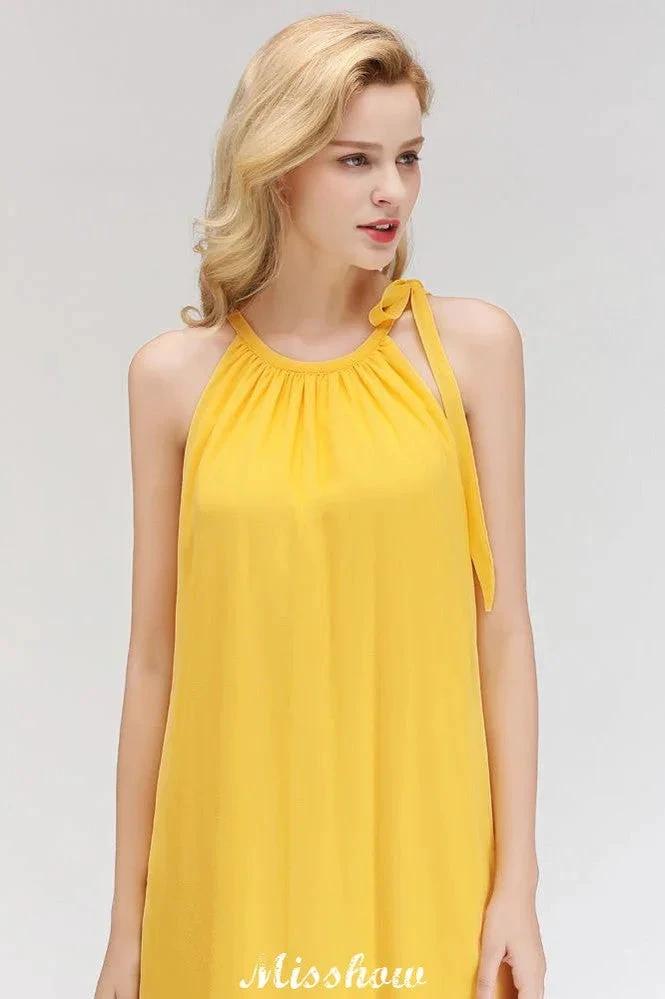 Elegant Halter Simple Sleeveless Evening Dresses Knee Length by misshow.com