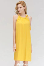 Elegant Halter Simple Sleeveless Evening Dresses Knee Length by misshow.com