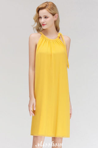 Elegant Halter Simple Sleeveless Evening Dresses Knee Length