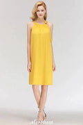 Elegant Halter Simple Sleeveless Evening Dresses Knee Length by misshow.com