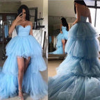 Elegant High Low Sweetheart Tulle Formal Graduation Prom Dresses by BIZTUNNEL