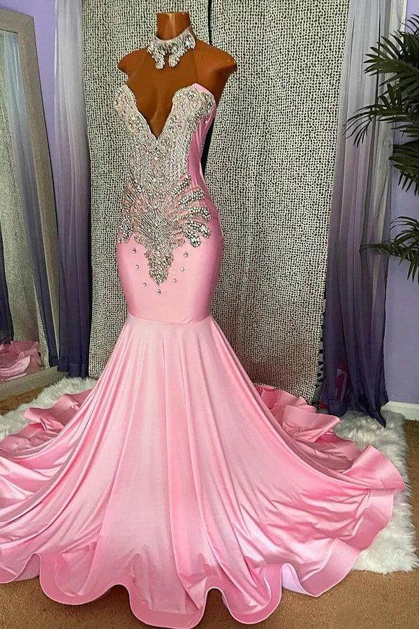 Elegant High-neck Sleeveless Mermaid Prom Dress With Beading by misshow.com