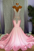 Elegant High-neck Sleeveless Mermaid Prom Dress With Beading by misshow.com