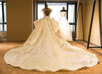 Elegant Illusion neck Cap Sleeve Appliques Tulle A-line Princess Wedding Dress by misshow.com