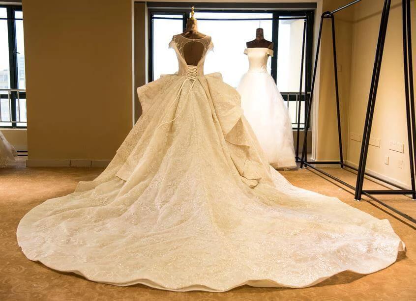 Elegant Illusion neck Cap Sleeve Appliques Tulle A-line Princess Wedding Dress by misshow.com