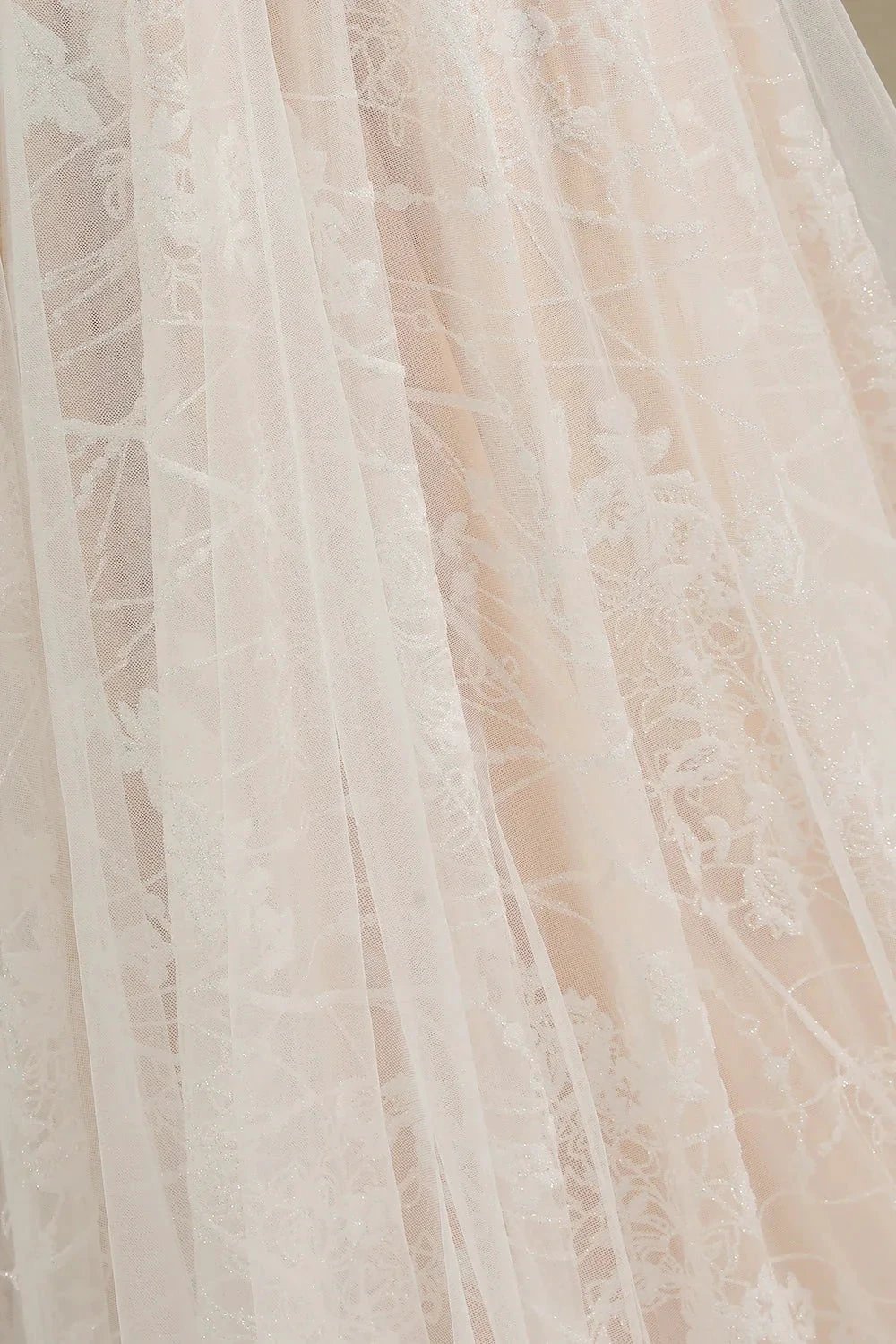 Elegant Lace Deep V-neck Wedding Dress Long Sleeve Floor Length Bridal Gowns by misshow.com