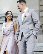 Elegant Lilac Designer A-line Split Prom Dresses by misshow.com