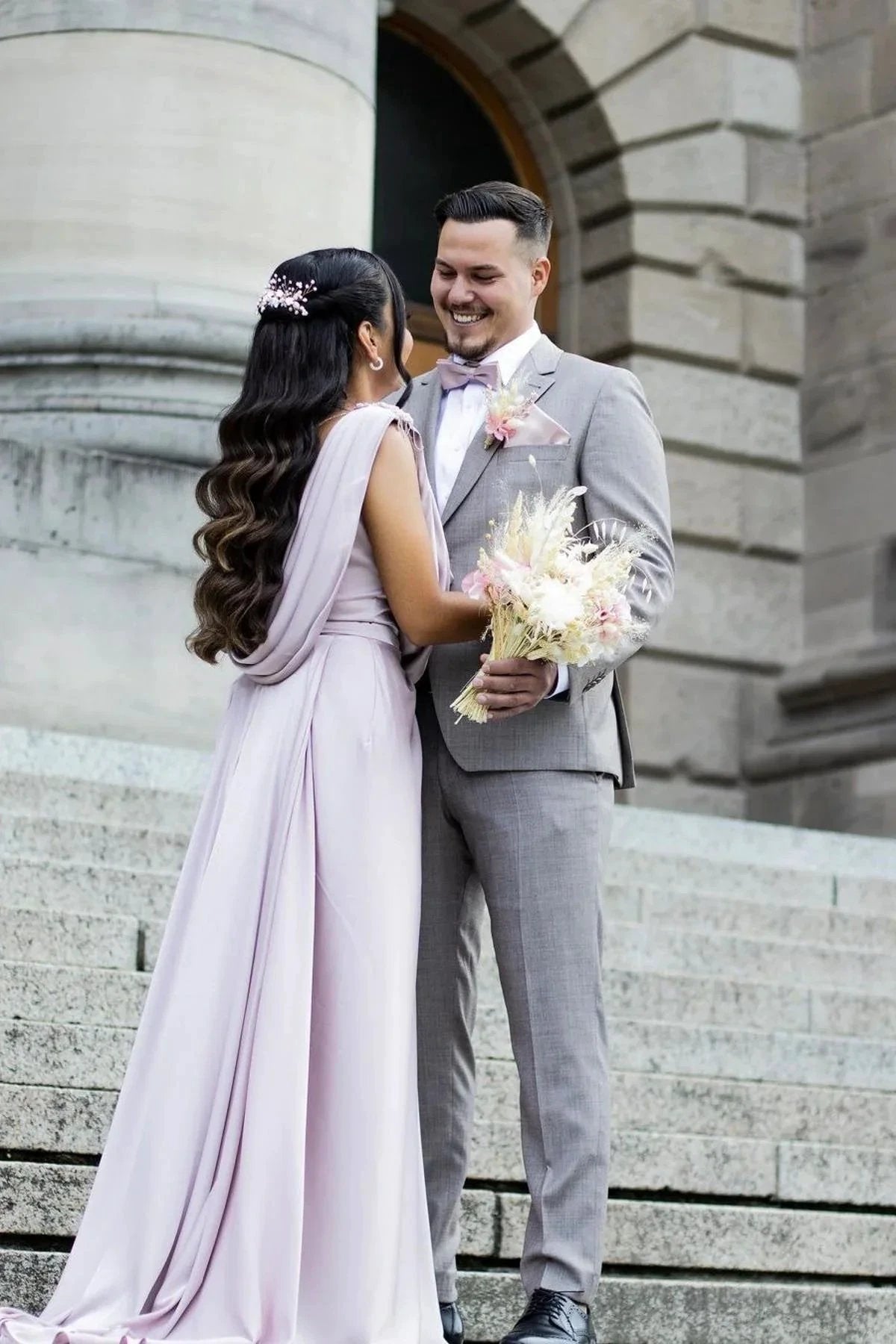Elegant Lilac Designer A-line Split Prom Dresses by misshow.com