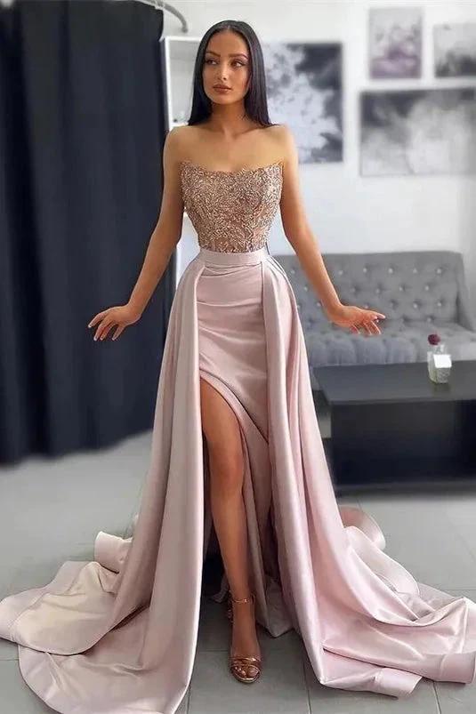 Elegant Long A-line Lace Sequined Sleeveless Prom Dress With Slit by misshow.com