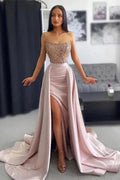 Elegant Long A-line Lace Sequined Sleeveless Prom Dress With Slit by misshow.com