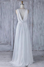 Elegant Long A-line Ruffle Lace Chiffon Wedding Dress by BIZTUNNEL