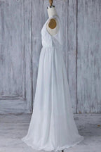 Elegant Long A-line Ruffle Lace Chiffon Wedding Dress by BIZTUNNEL