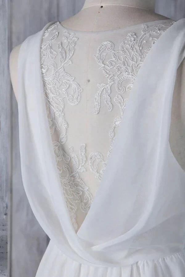 Elegant Long A-line Ruffle Lace Chiffon Wedding Dress by BIZTUNNEL