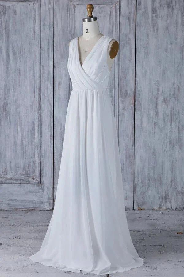 Elegant Long A-line Ruffle Lace Chiffon Wedding Dress by BIZTUNNEL