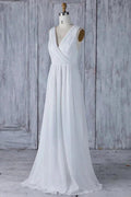 Elegant Long A-line Ruffle Lace Chiffon Wedding Dress by BIZTUNNEL