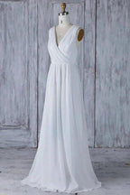 Elegant Long A-line Ruffle Lace Chiffon Wedding Dress by BIZTUNNEL