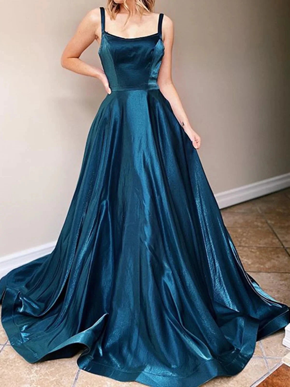 Elegant Long A-line Sleeveless Open Back Formal Evening Prom Dresses by BIZTUNNEL