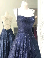 Elegant Long A-line Strapless Sequined Open Back Formal Prom Dresses by BIZTUNNEL