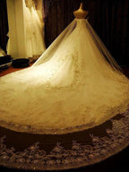 Elegant Long A Line Sweetheart Appliques Crystal Beading Wedding Dress by BIZTUNNEL