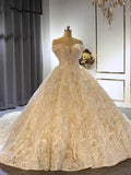 Elegant Long Ball Gown Off the shoulder Tulle Lace Wedding Dresses by BIZTUNNEL