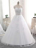 Elegant Long Ball Gown Tulle Lace-Up White Wedding Dresses by BIZTUNNEL