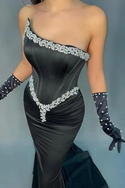 Elegant Long Black Sleeveless Mermaid Sequined Evening Dresses by misshow.com