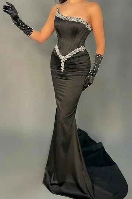 Elegant Long Black Sleeveless Mermaid Sequined Evening Dresses by misshow.com