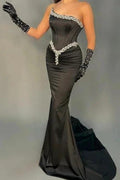 Elegant Long Black Sleeveless Mermaid Sequined Evening Dresses by misshow.com